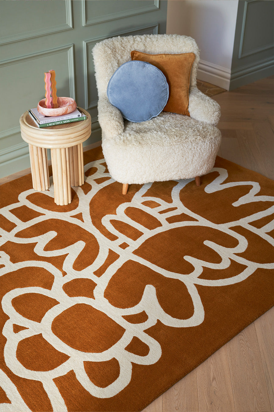 Wool Area Rug | Mustard Yellow & Ivory | Abstract Floral | Evergaze by Rugfine