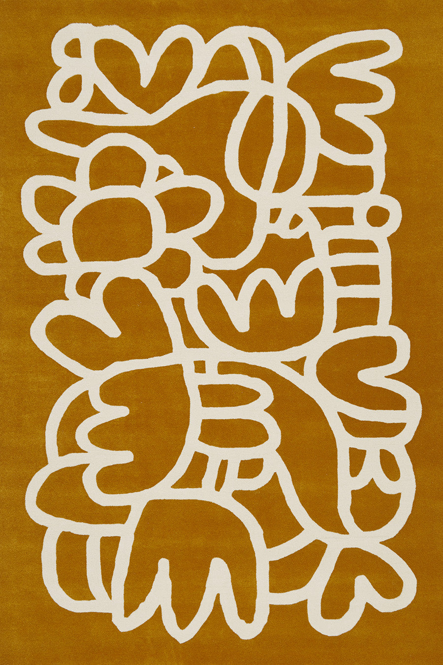 Wool Area Rug | Mustard Yellow & Ivory | Abstract Floral | Evergaze by Rugfine
