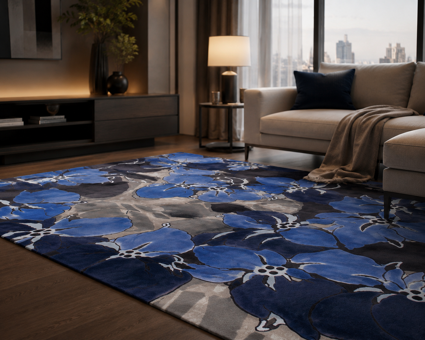 Hand Tufted Wool Rug | Cornflower Blue, Navy & Grey | Twirks by Rugfine